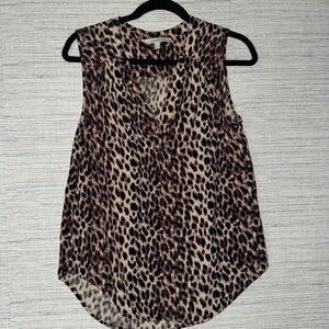 41 Hawthorne Leopard Print V-Neck Sleeveless Blouse Maximalist Glam Size Medium